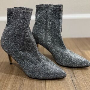 Truffle Collection Sparkly Silver Ankle Boots